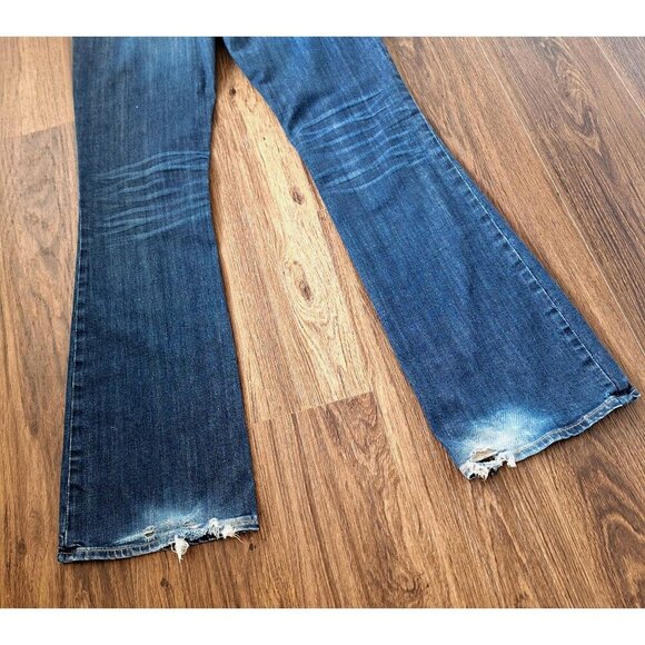 💙 Express Stella Boot Low Rise Jeans Denim Size 4R Western Cowgirl - Picture 7 of 8